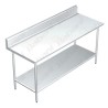 Mesa de Tajo con Lambrín CON Entrepaño - 1.00 X 0.70 X 0.90   Acero Inoxidable Tipo 304